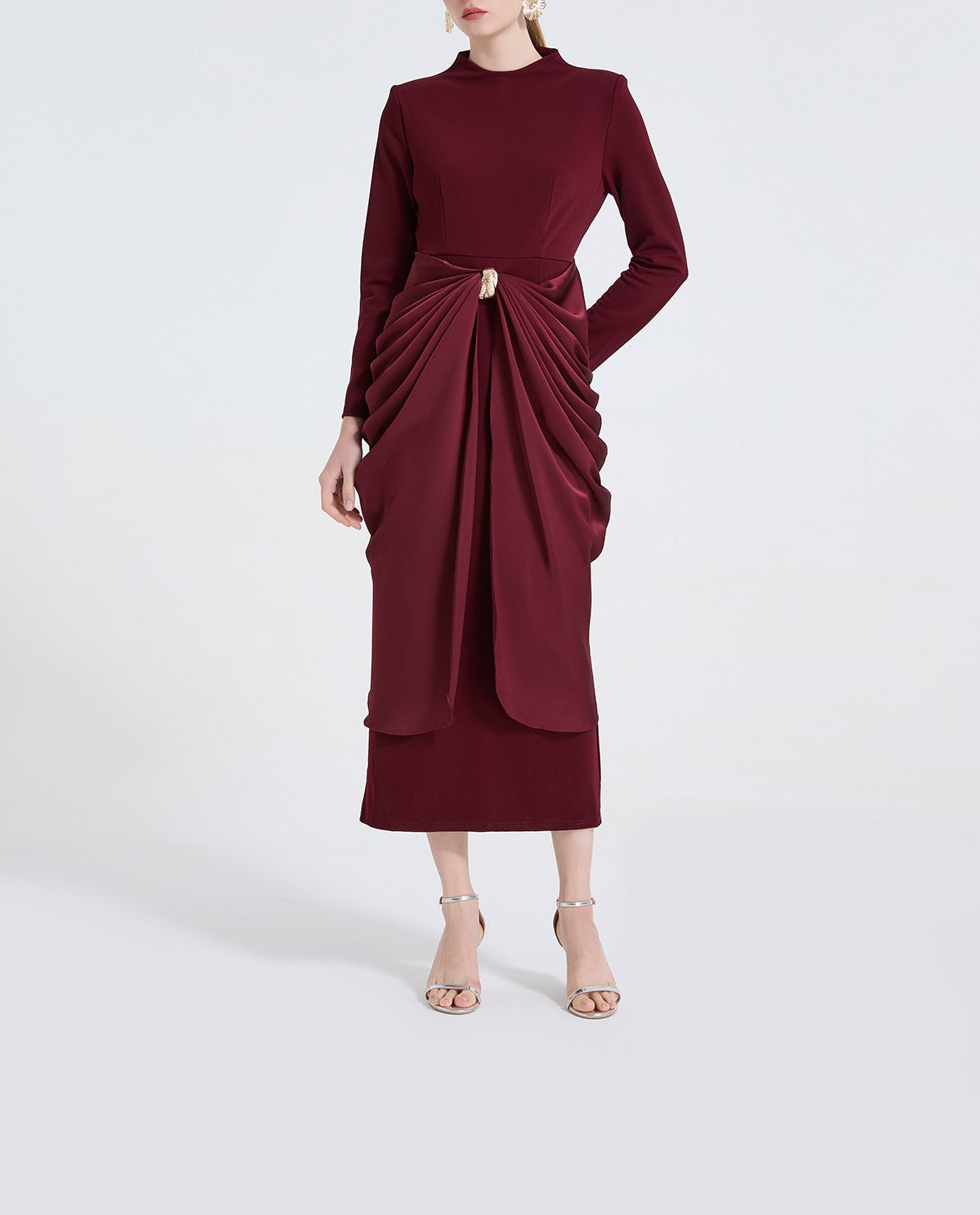 High-Waist Pleated Bodycon Dress