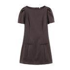 Crew-Neck Pocket Short-Sleeve A-Line Mini Dress