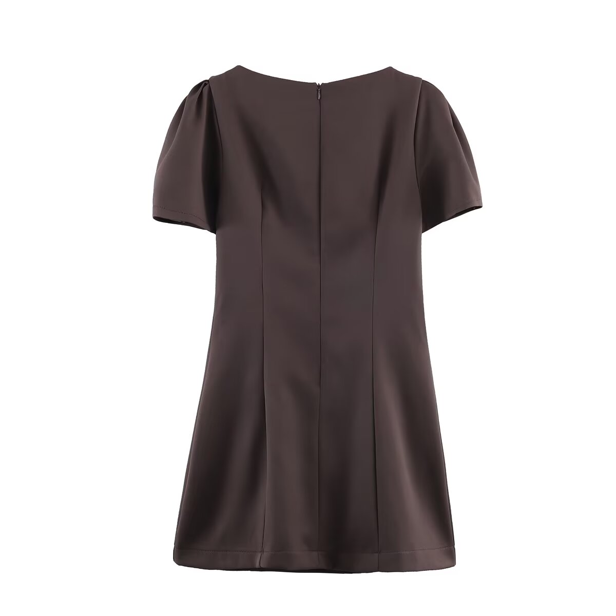 Crew-Neck Pocket Short-Sleeve A-Line Mini Dress