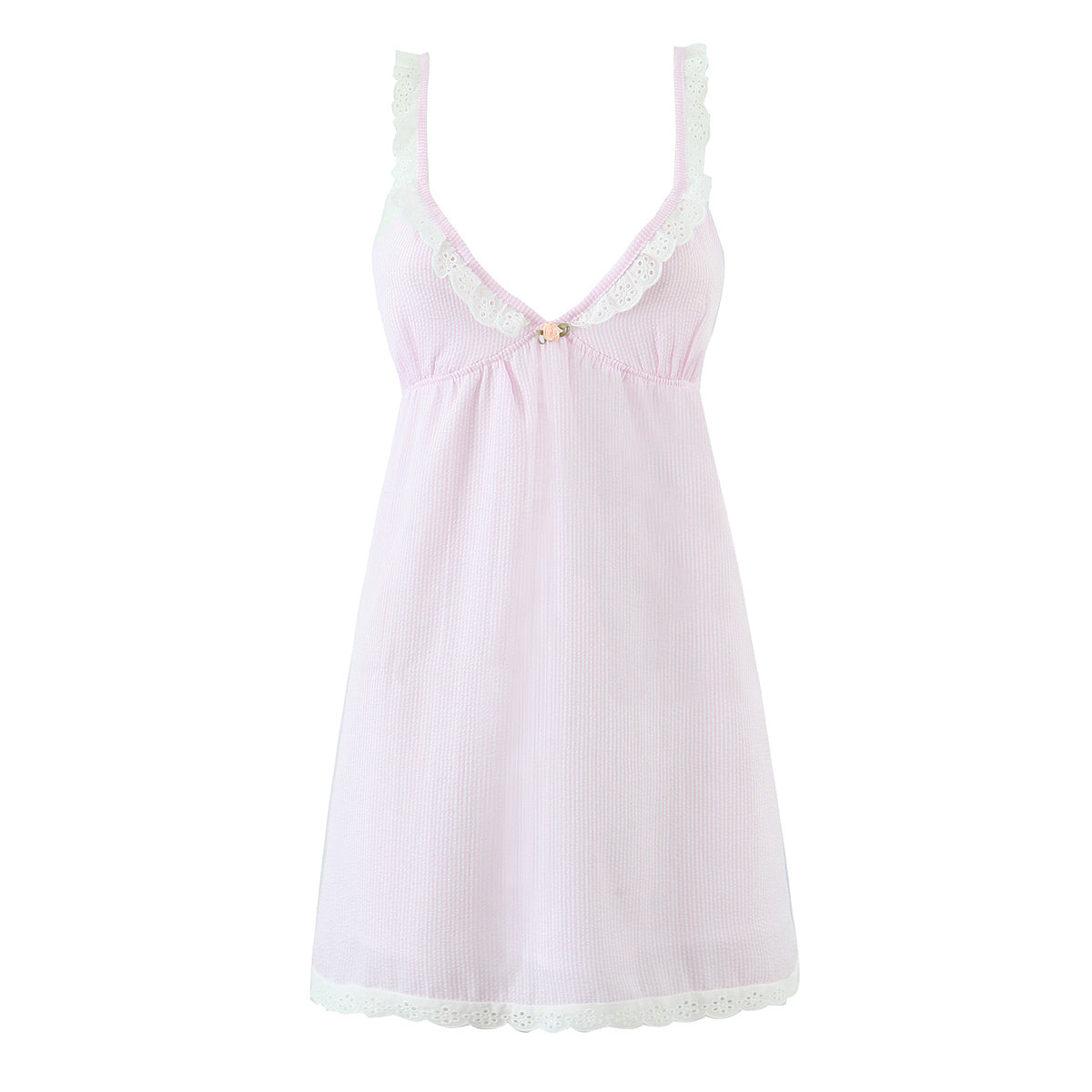 French Lace Striped Lace V-Neck Tied Dress