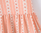 French Girlish Sweet Lace Strap Print Short Dress