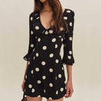 Women's Polka-Dot V-Neck Mini Dress