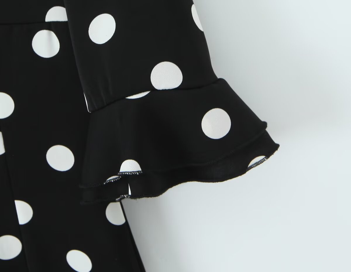 Women's Polka-Dot V-Neck Mini Dress