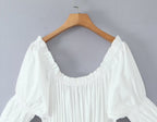 Women's Smocked Crew-Neck Puff-Sleeve Maxi Dress