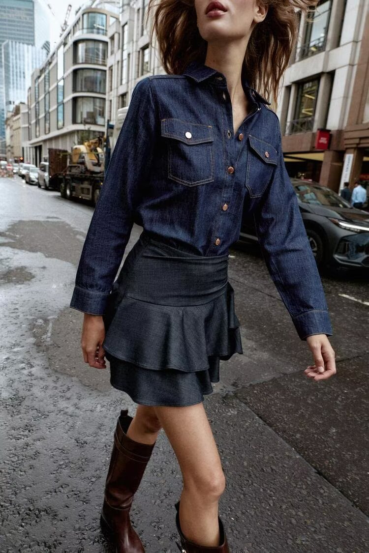 Women's Denim Long-Sleeve Blue Shirt