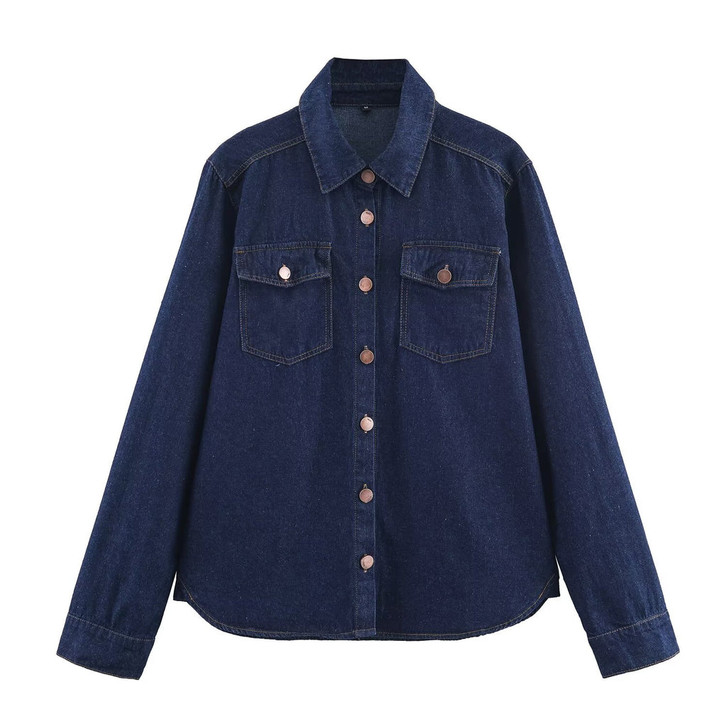 Women's Denim Long-Sleeve Blue Shirt