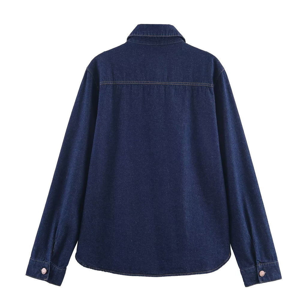 Women's Denim Long-Sleeve Blue Shirt