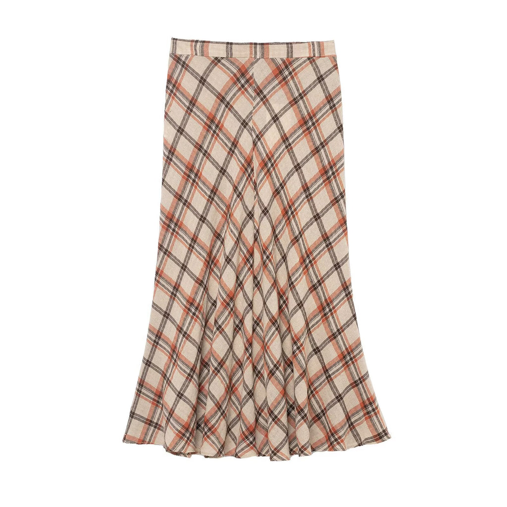 Women's Plaid Slim-Fit Midi Skirt