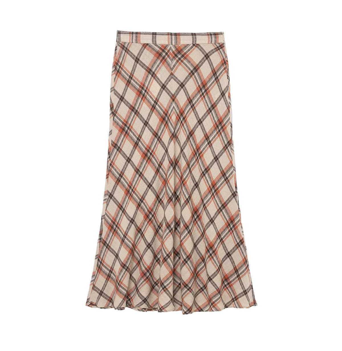 Women's Plaid Slim-Fit Midi Skirt