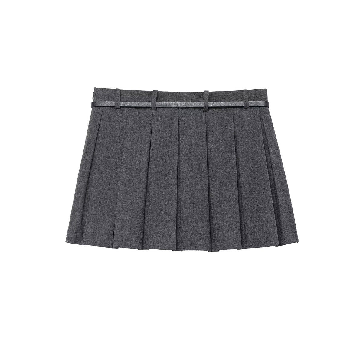 Belt Pleated Skirt