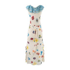 Women's Floral Ruffle V-Neck Maxi Dress