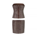 Women's Sequ Mesh Tube Short Top and Skirt Two-Piece Set