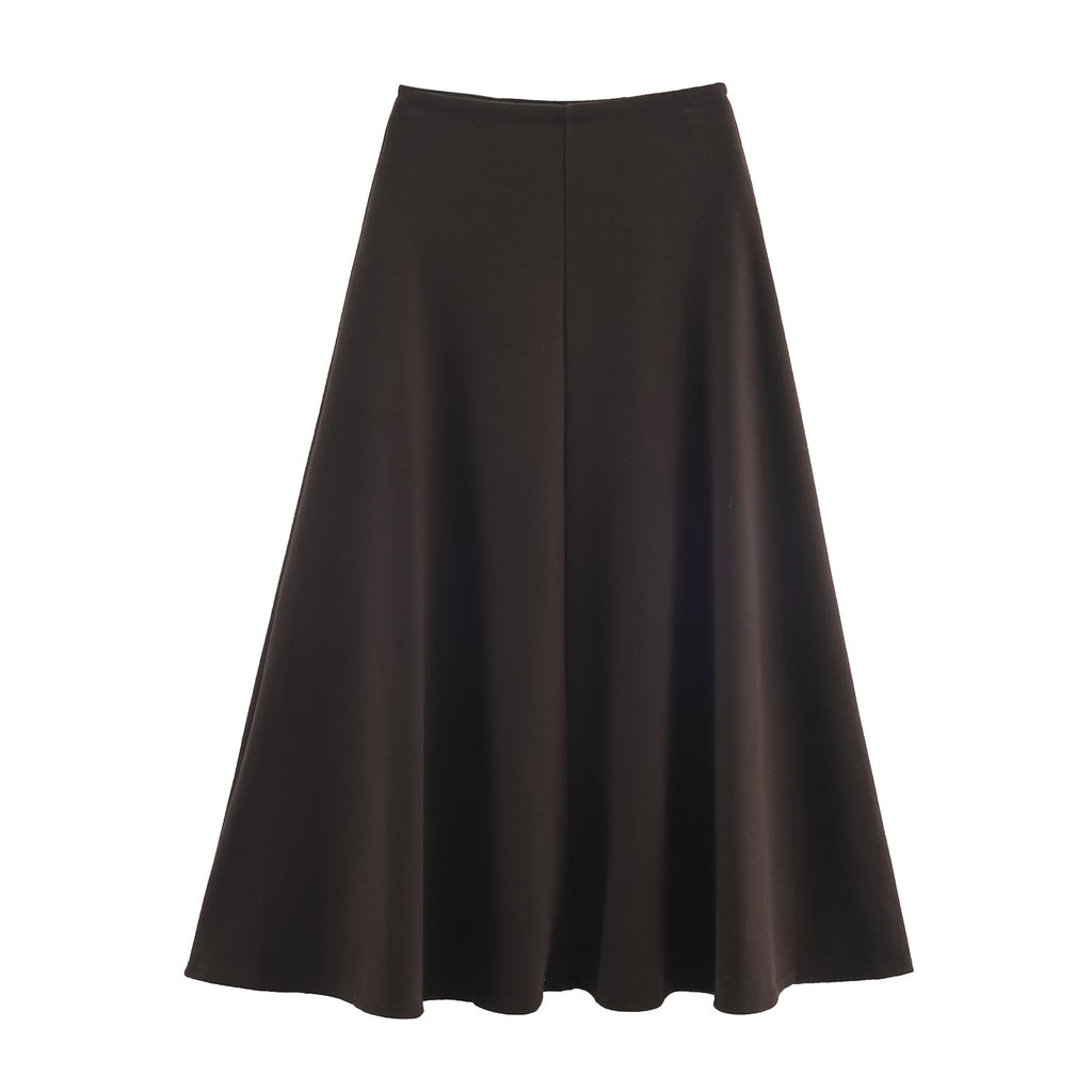 Autumn Winter High Waist Elastic Woolen Expansion Skirt