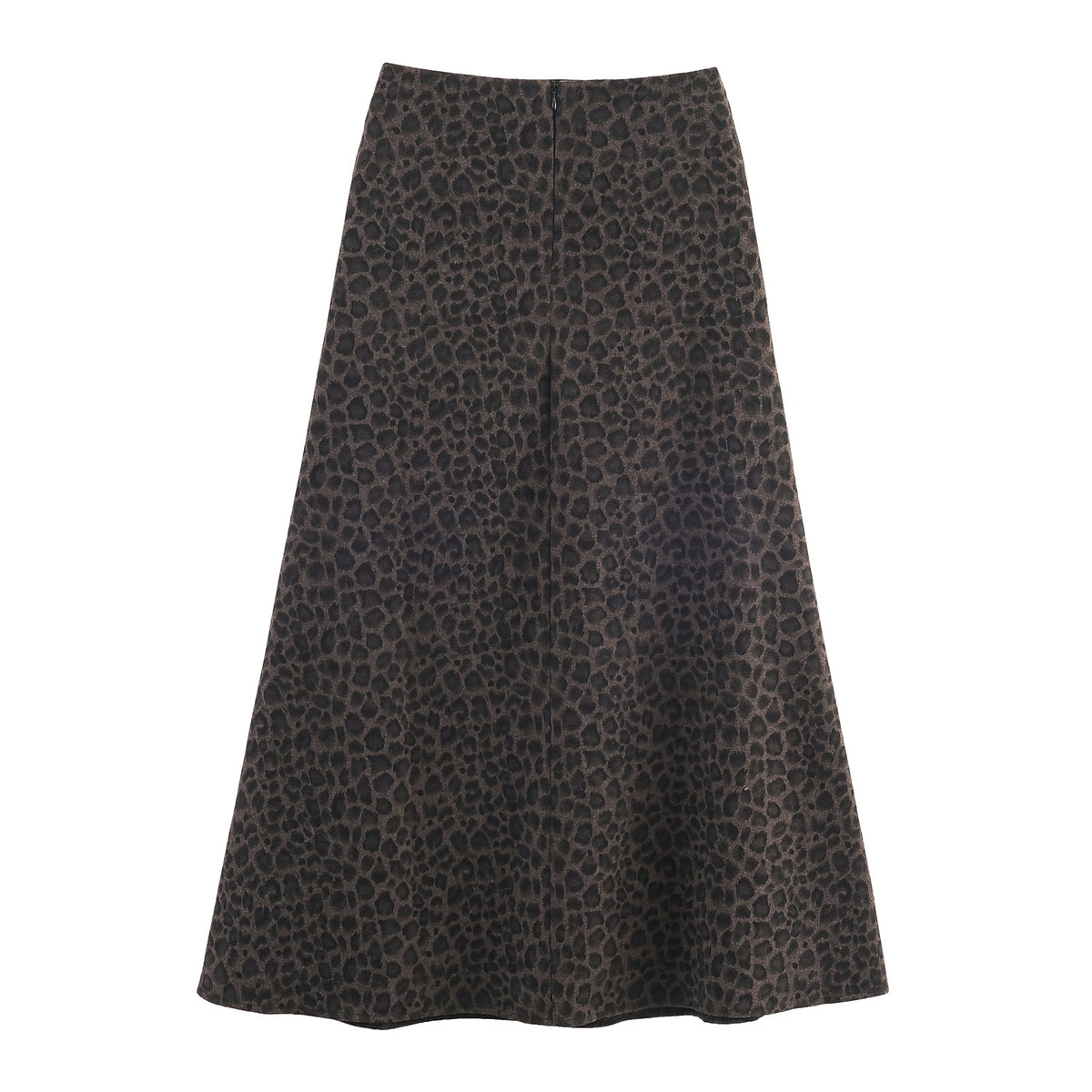 Autumn Leopard Pattern Flocking A Version Crisp Long Skirt