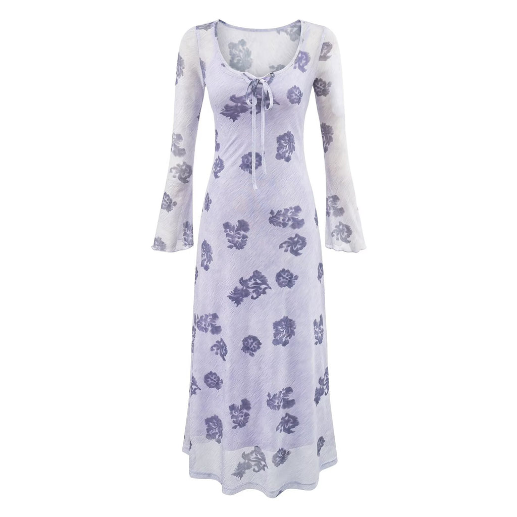Women's Floral Crew-Neck Maxi Dress