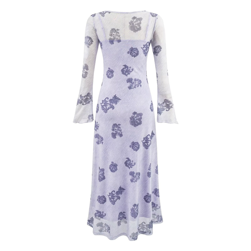 Women's Floral Crew-Neck Maxi Dress