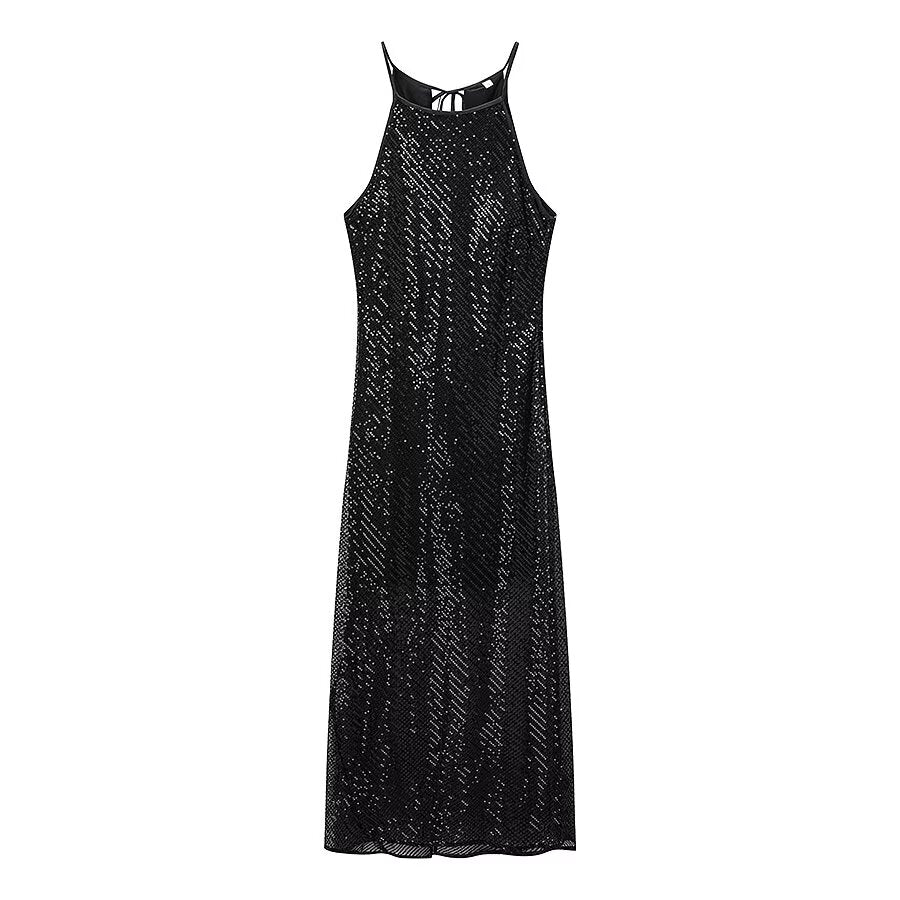 Women's Sequin Slit Bodycon Maxi Dress