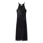 Women's Sequin Slit Bodycon Maxi Dress