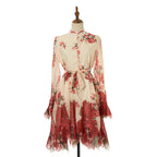 Women's Belted Floral Collared Mini Dress