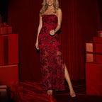 Women's Sequin Cami Side Slit Evening Maxi Dress