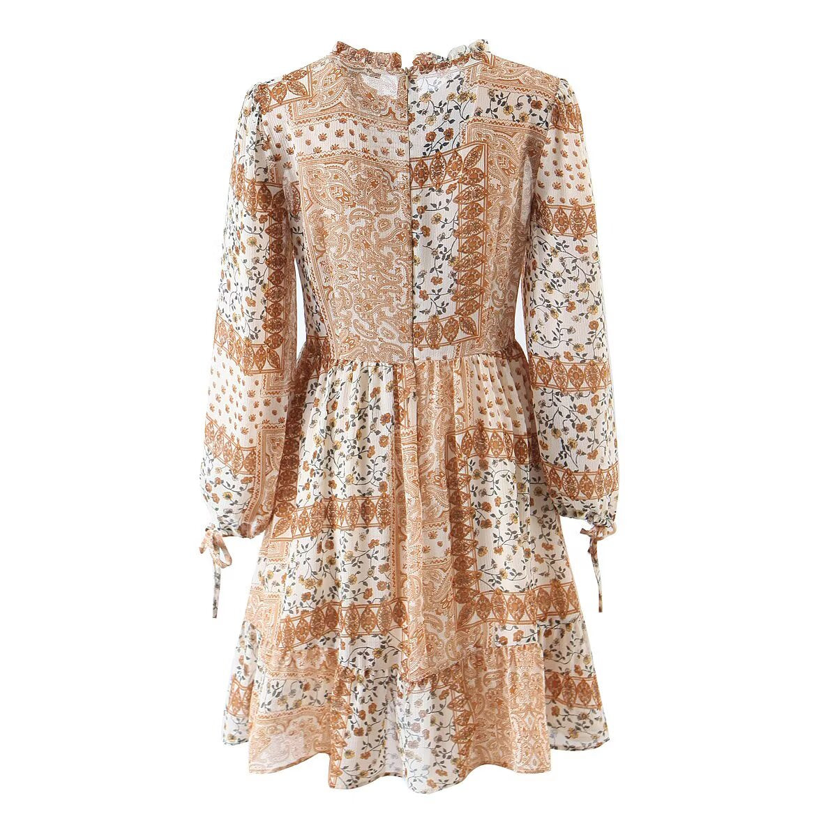 Printed Bow-Tie Cuff Dress
