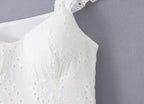 High-Waist Ruffle-Sleeve Short Dress