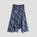 Autumn Beautiful Mid Waist Asymmetric Plaid Irregular Skirt