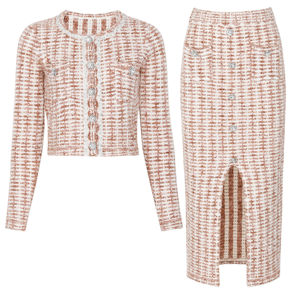 Women's Spring Autumn Trending Beaded Coordinated Two-Piece Set