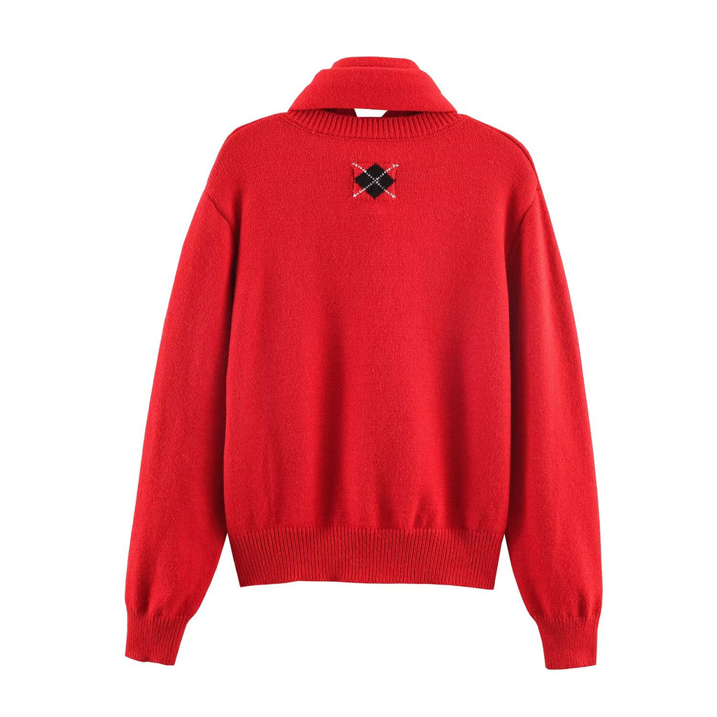 Women's Simple Scarf Knitted Coat