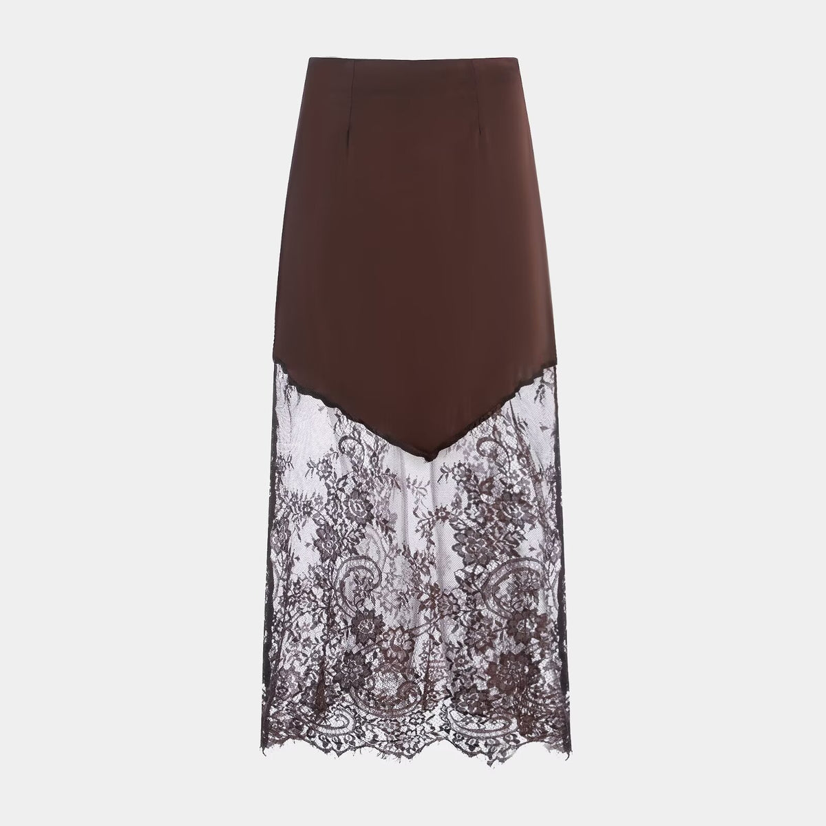 Women's High-Waisted Sheer Lace Maxi Skirt