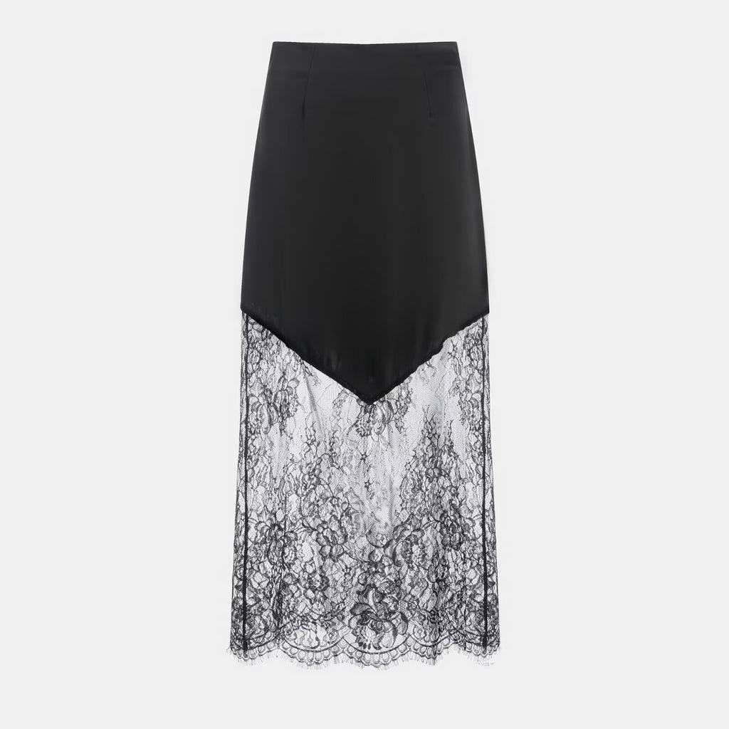 Women's High-Waisted Sheer Lace Maxi Skirt