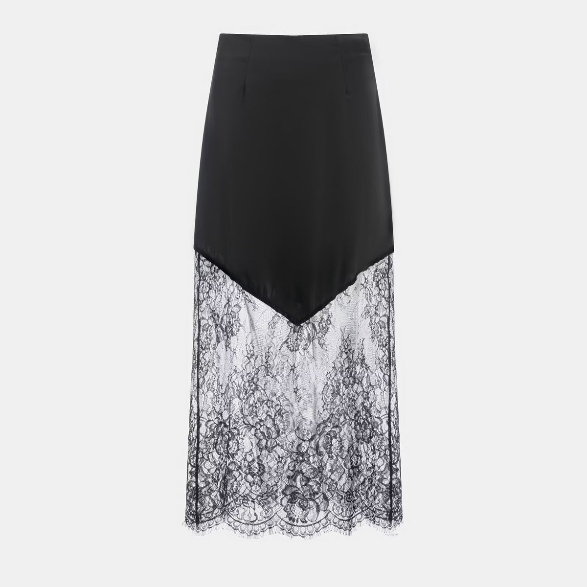 Women's High-Waisted Sheer Lace Maxi Skirt