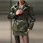 Women's Street Trend Leather Double Coordinated Two-Piece Set