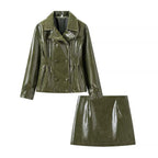 Women's Street Trend Leather Double Coordinated Two-Piece Set