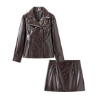 Women's Street Trend Leather Double Coordinated Two-Piece Set