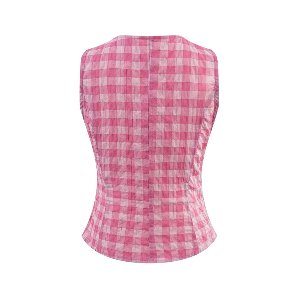 Women's Plaid Backless Halter Camisole Top