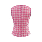 Women's Plaid Backless Halter Camisole Top