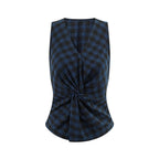 Women's Plaid Backless Halter Camisole Top