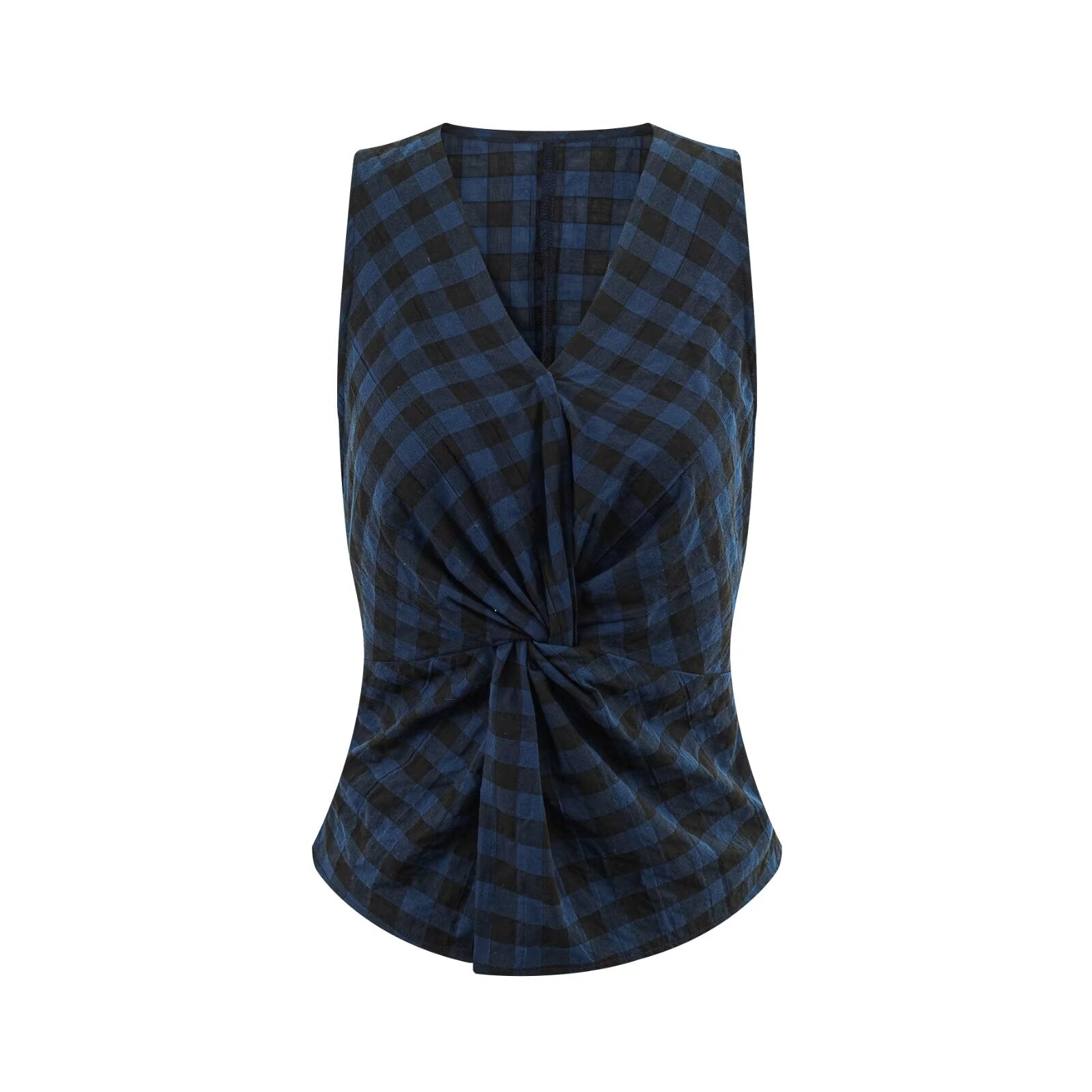 Women's Plaid Backless Halter Camisole Top