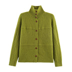 Women's Square Stand Collar Cardigan