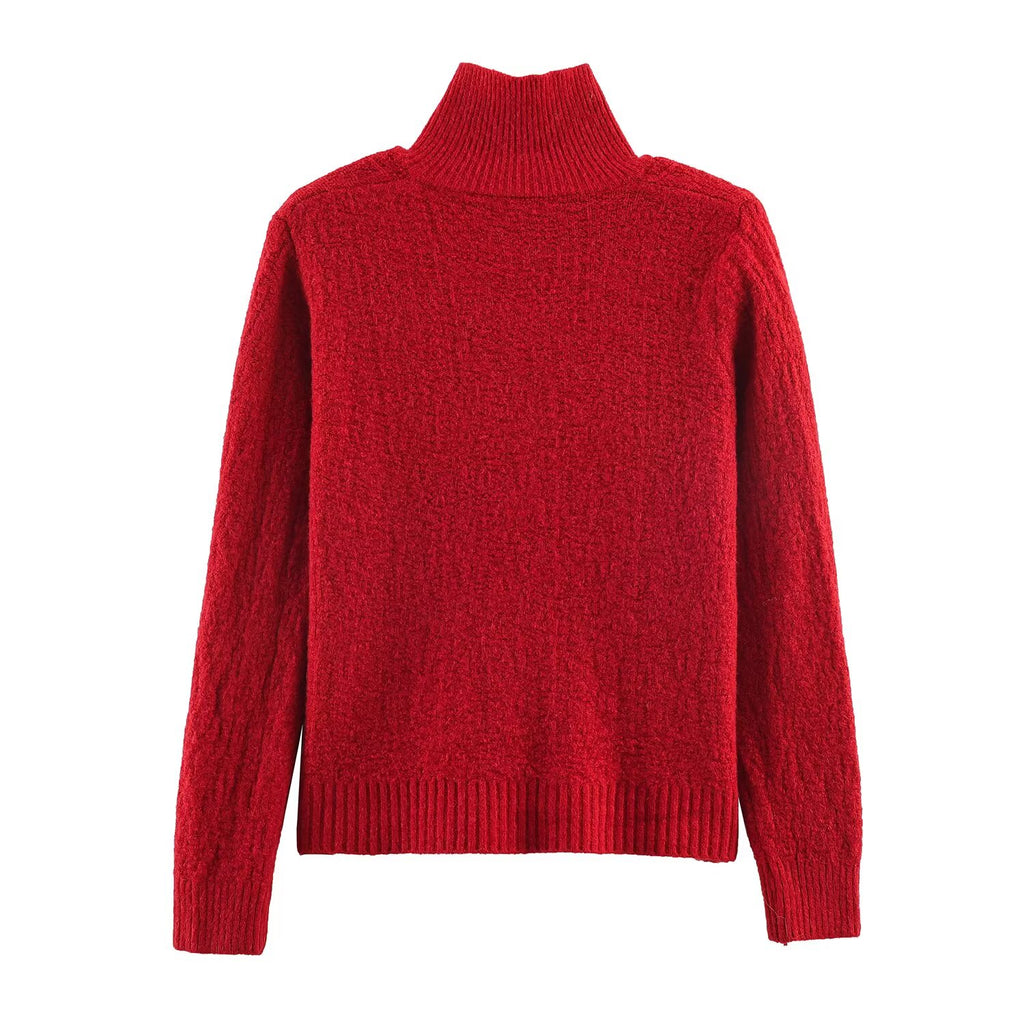 Women's Square Stand Collar Cardigan