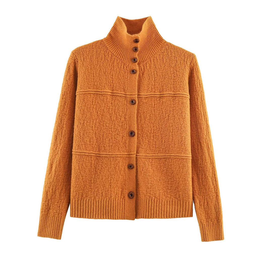 Women's Square Stand Collar Cardigan