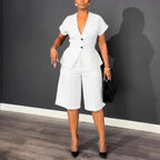 Women's European Elegant Office Shoulder Sleeve Waist Trimming Lace Up