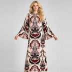 Women's Printed Round-Neck Slit Dress