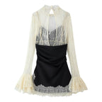 Women's Lace-Panel Dress With Flared Sleeves