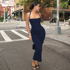 Women's Niche Sexy Halterneck With Suspenders French Dress Women Backless Slim Fit Figure Flattering Hip Dress