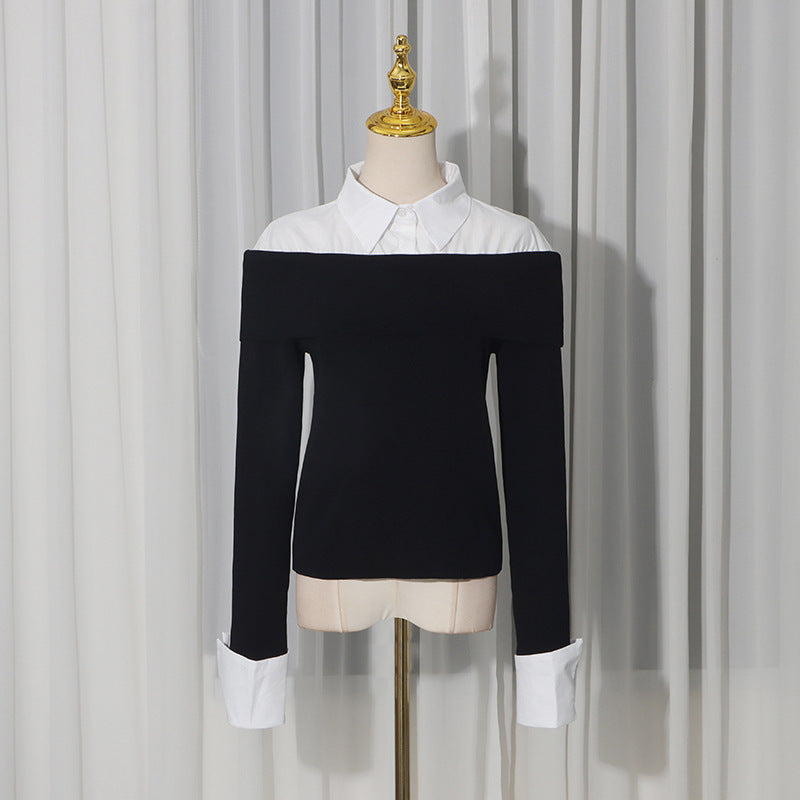 Women's Color Block Patchwork Long Sleeve Sweater