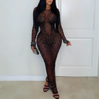 Women's Rhinestone Sheer Mesh Split Dress