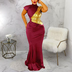 Color Contrast Bronzing Slim Dress