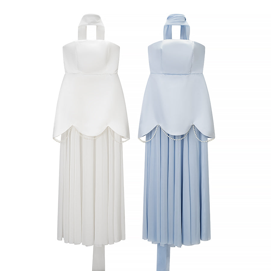 Women's Off-Shoulder Mesh Beaded Patchwork Dress